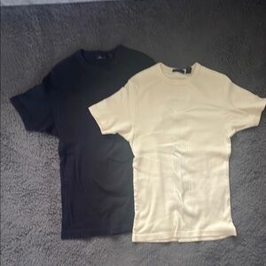 DKNY Black and Yellow Short Sleeve Fitted Short Sleeve Tees, Set of 2